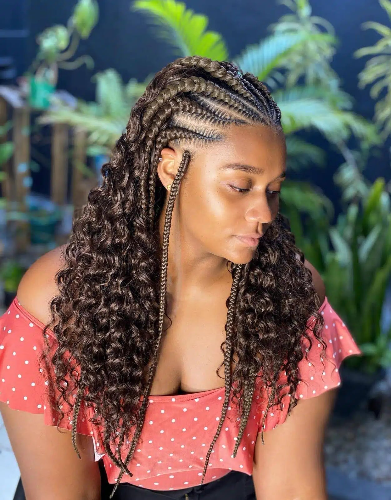 Mid Back Braids With Curly Extensions — Simple Braids Styles