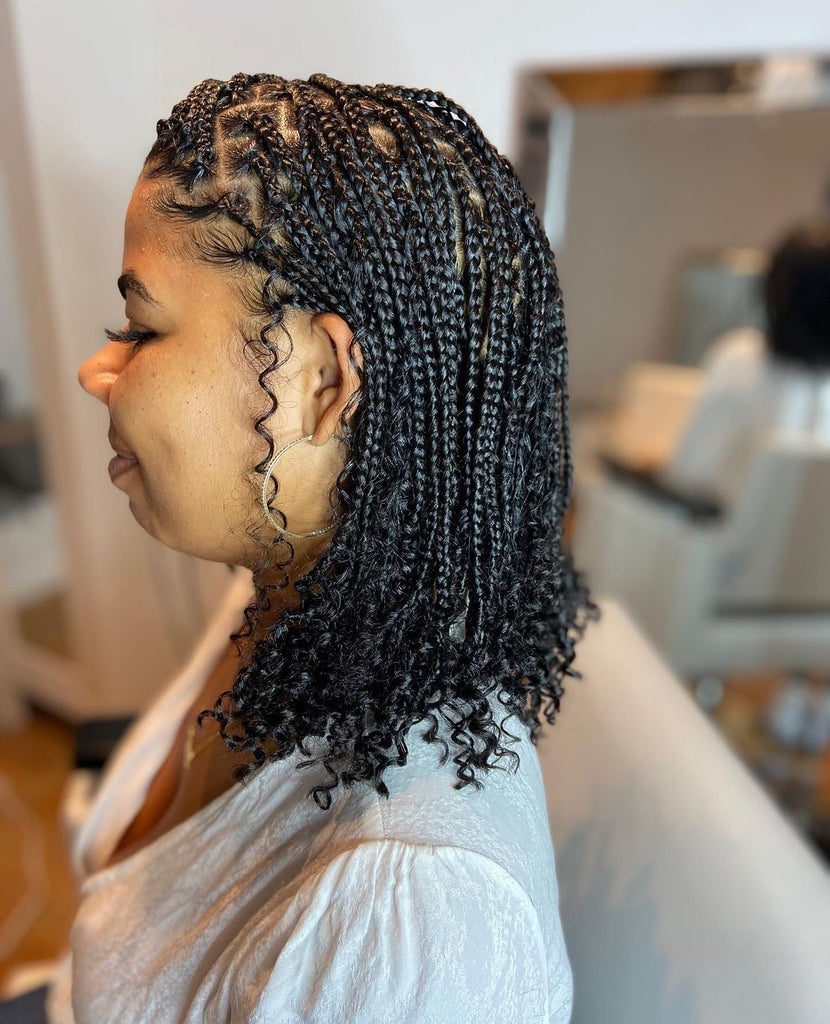 Collarbone Micro Braids With Curls — Simple Braids Styles