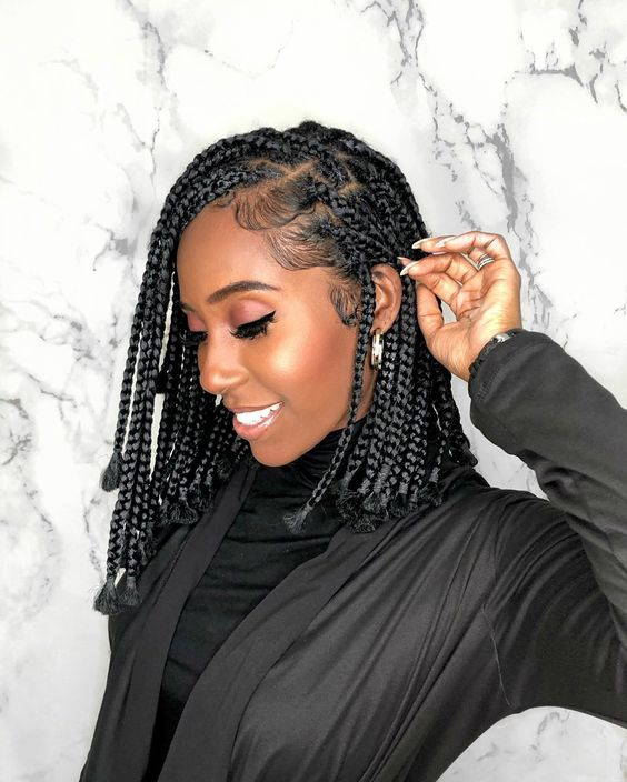 Collarbone Box Braids With Laid Edges — Simple Braids Styles
