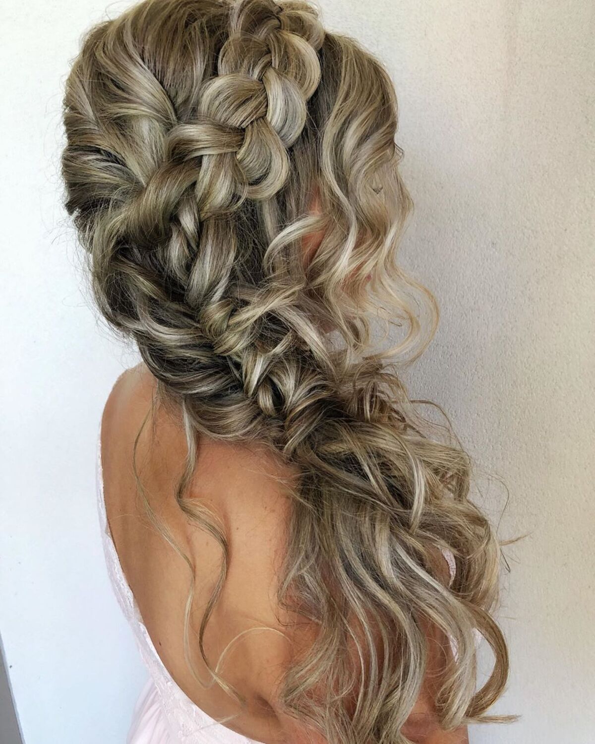 Wavy Blonde Mid-Back Intricate Braid — Simple Braids to the Side