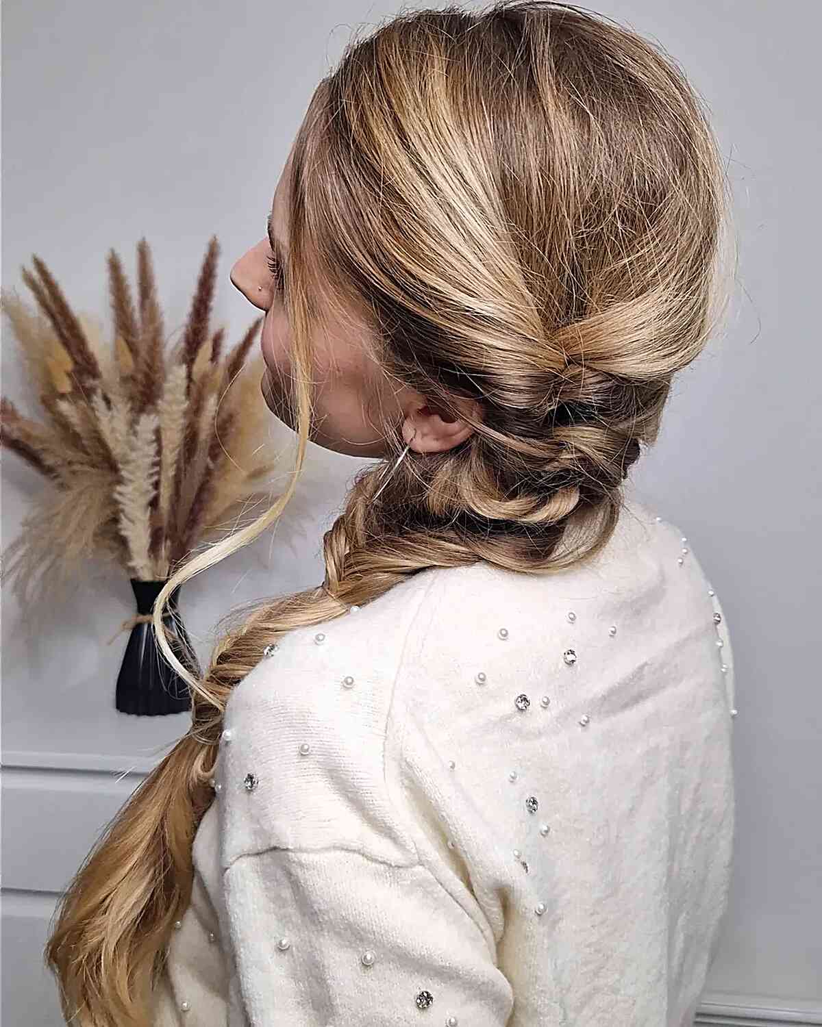Relaxed Ash Blonde Braid With Loose Strands — Simple Braids to the Side