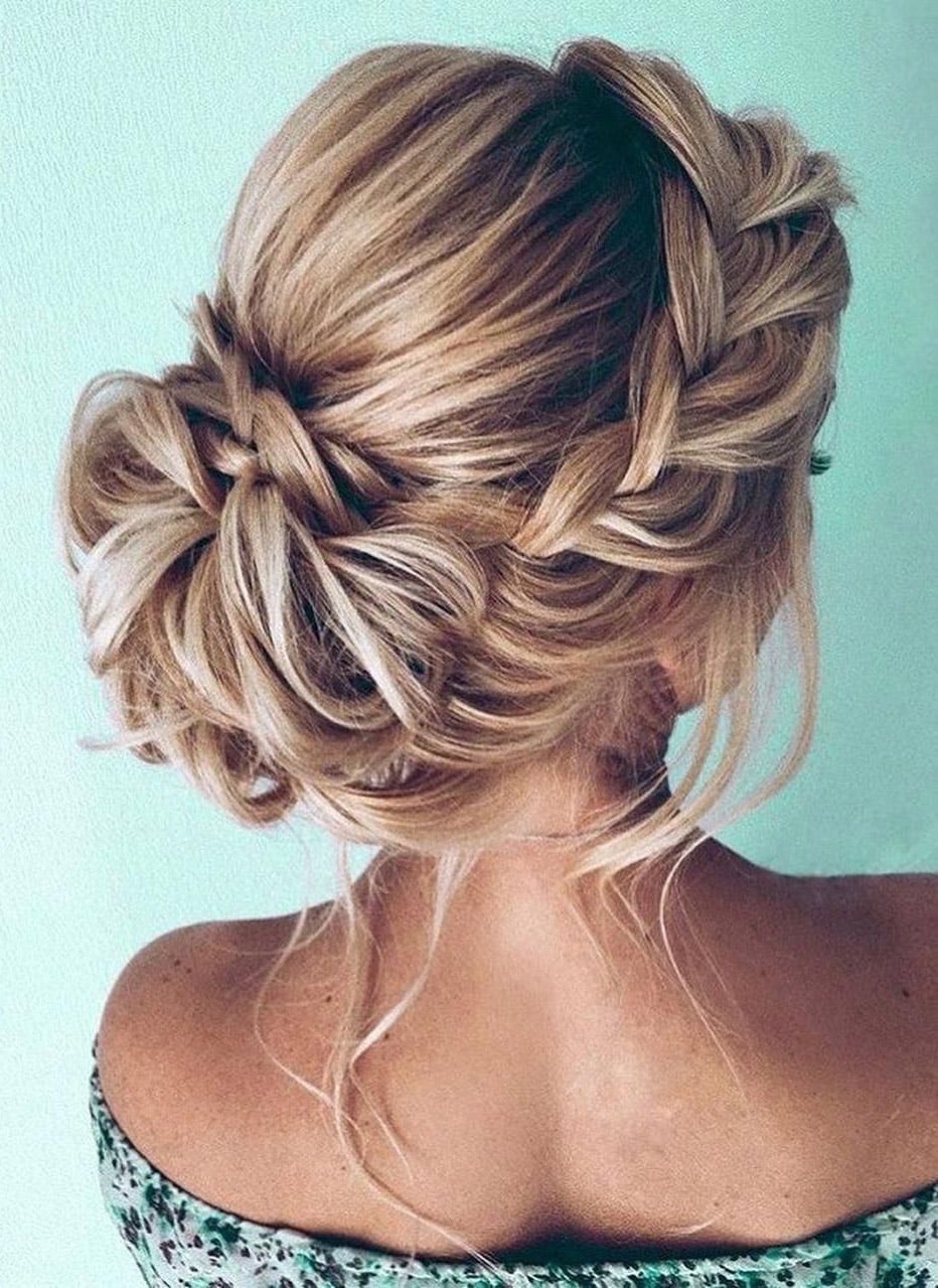 Blonde Braided Updo With Loose Waves — Simple Bridesmaid Updos