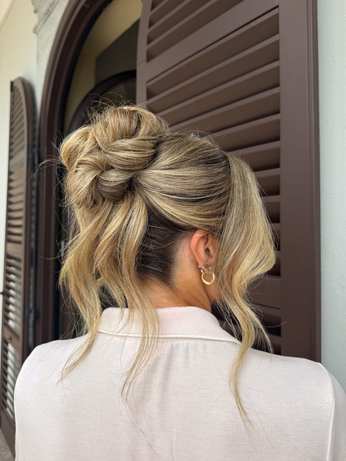 Blonde Twisted Updo With Face-Framing Pieces — Simple Bridesmaid Updos