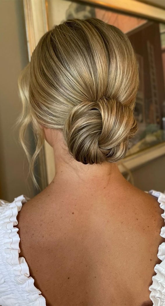 Blonde Neatly Twisted Low Bun — Simple Bridesmaid Updos
