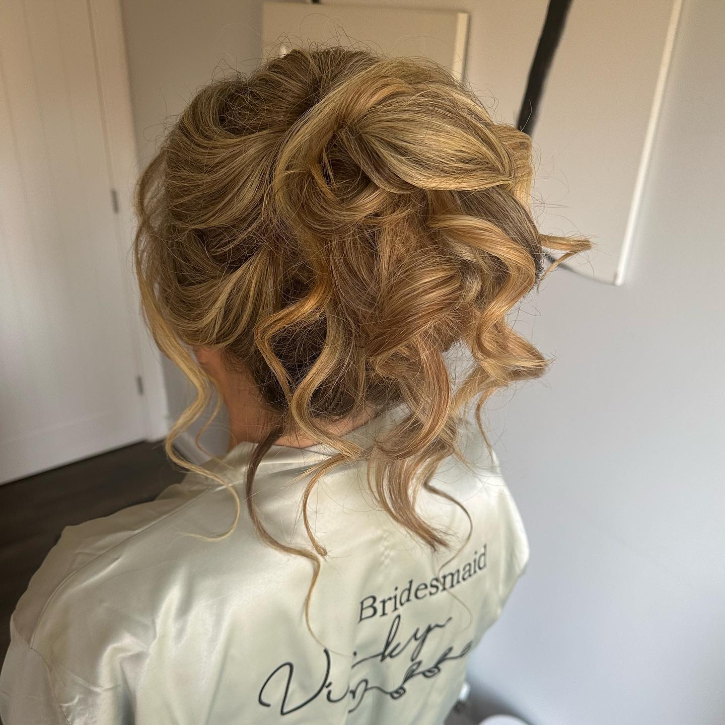 Brunette Balayage Twisted Updo With Loose Curls — Simple Bridesmaid Updos