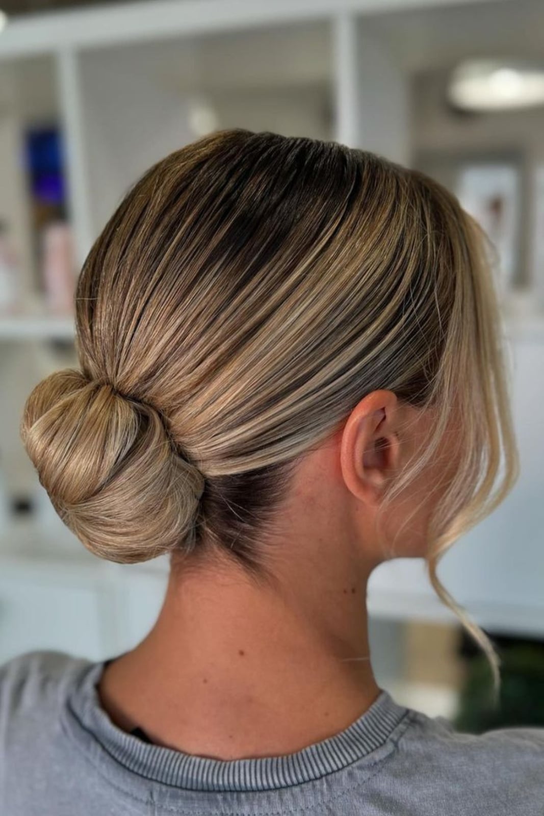 Blonde Neat Low Bun Updo — Simple Bridesmaid Updos