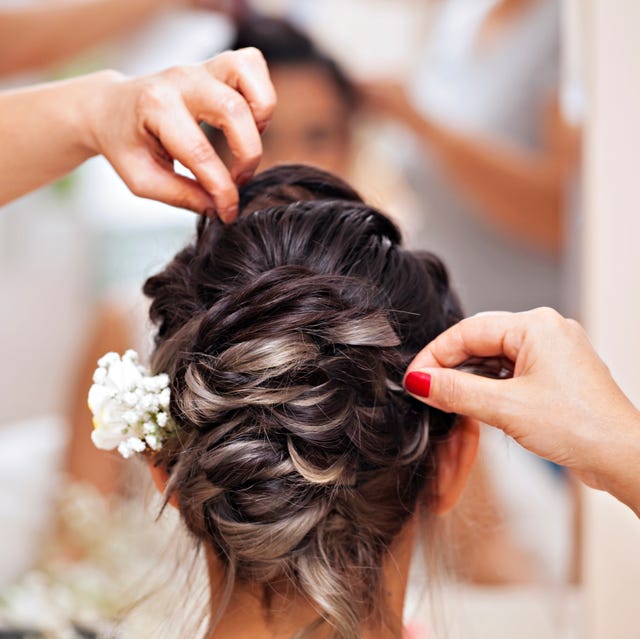 Dark Brown Twisted Updo With Flower Accent — Simple Bridesmaid Updos