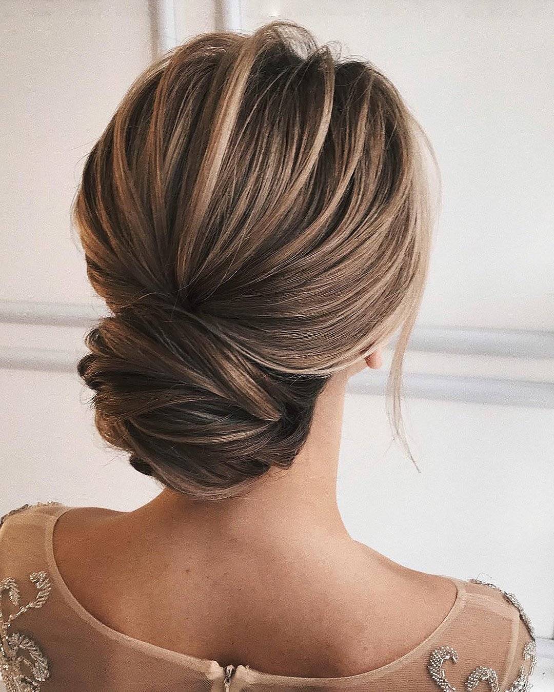 Honey Blonde Smooth Twisted Low Bun — Simple Bridesmaid Updos
