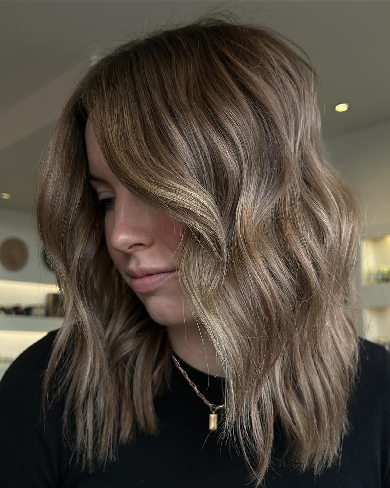 Collarbone Lob With Medium Brown Bronde — Simple Bronde Balayage