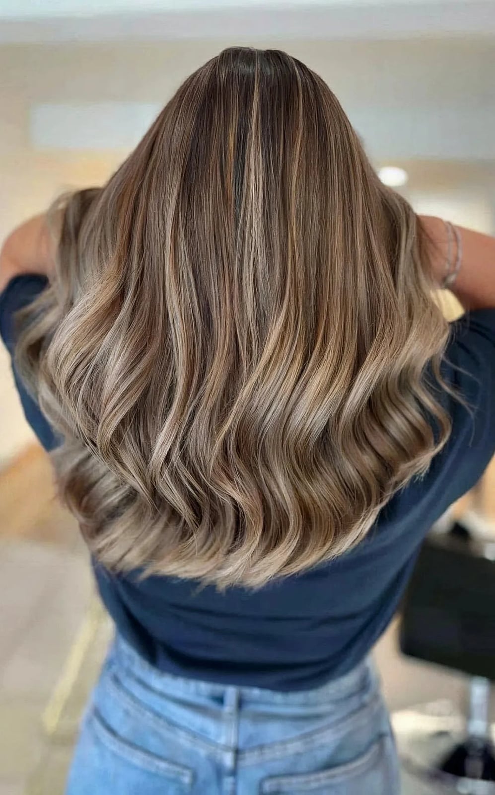 Mid-Back Blonde Balayage On Dark Brown Hair — Simple Bronde Balayage
