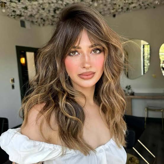 Long Layered Bronde With Sweeping Curtain Bangs — Simple Bronde Balayage