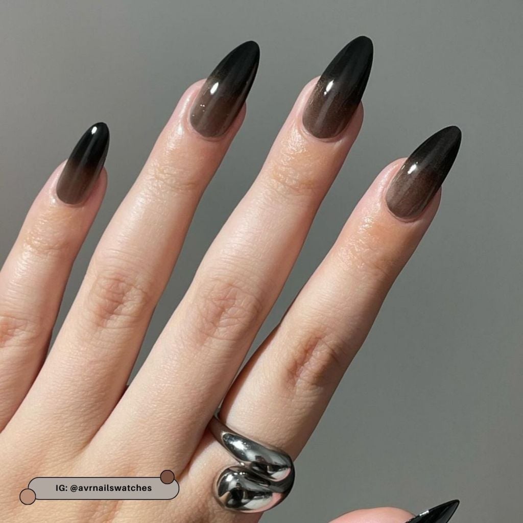 Long Stiletto Black Brown Beige Ombre — Simple Brown Ombre Nails