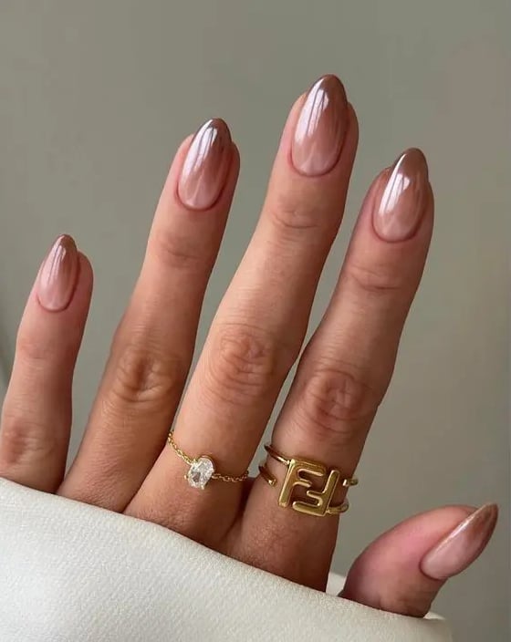 Elegant Sheer Nude Light Brown Ombre — Simple Brown Ombre Nails