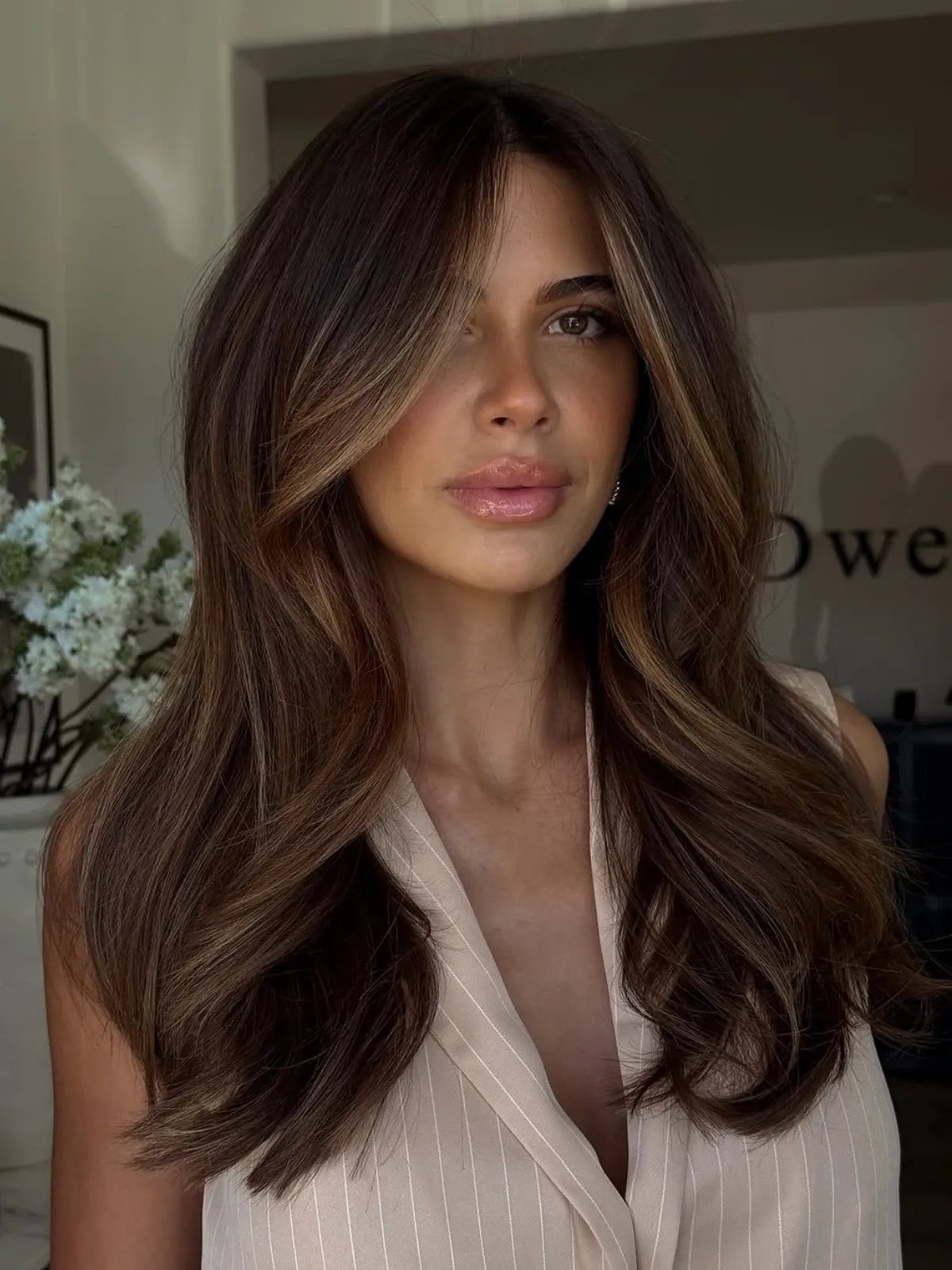 Dark Brunette Base With Finely Woven Highlights — Simple Brunette Highlights
