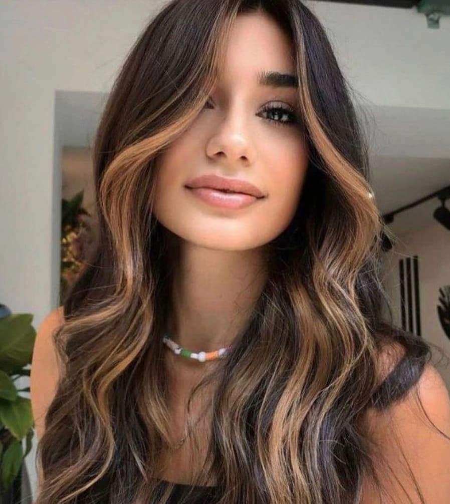 Shoulder Length Brunette With Caramel Face-Framing — Simple Brunette Highlights