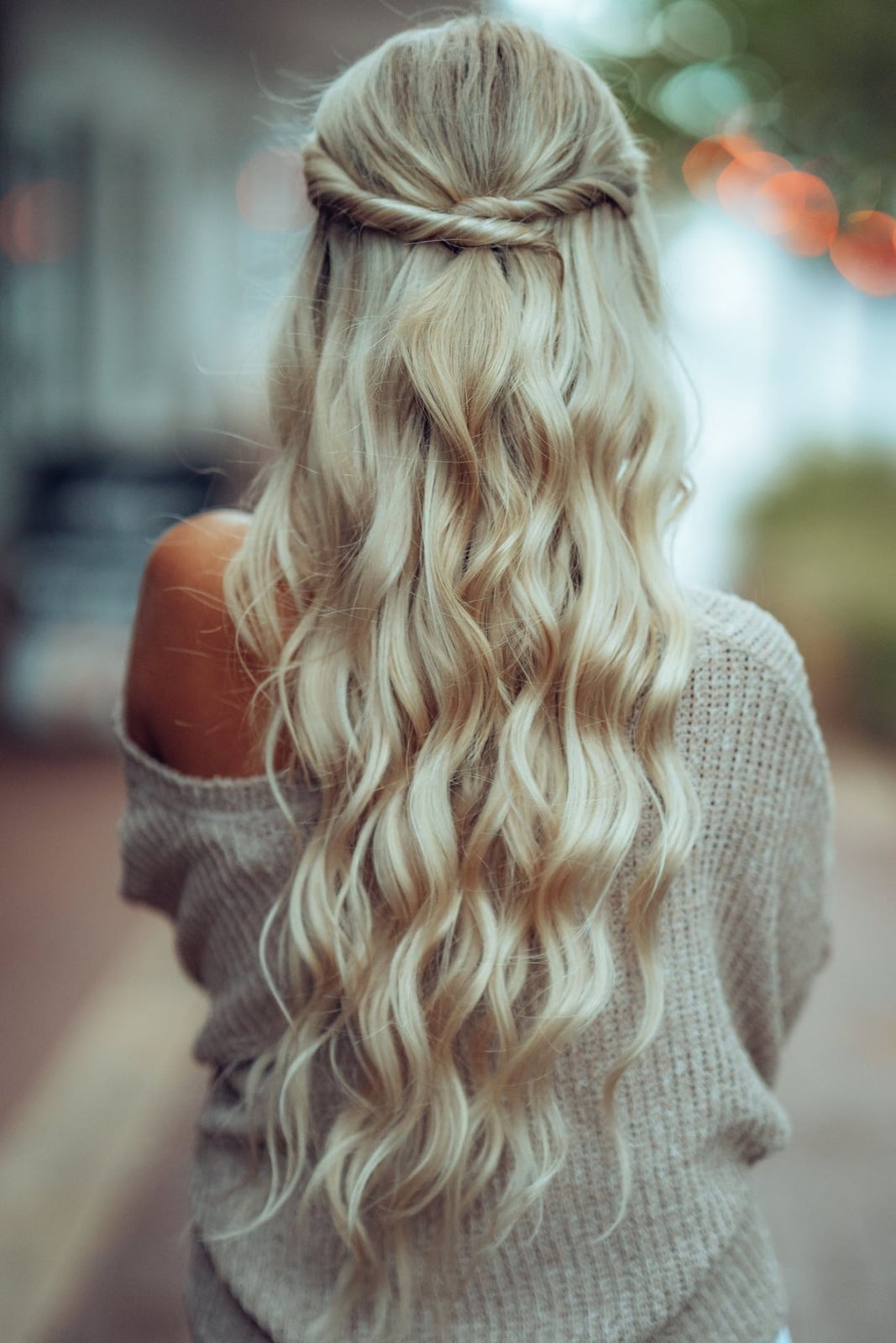 Mid Back Half Up With Braid And Waves — Simple Casual Hairstyles