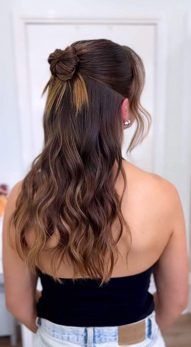 Collarbone Half Up With Braid And Waves — Simple Casual Hairstyles