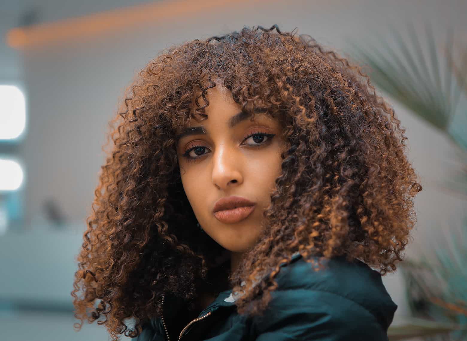 Shoulder Length Defined Curls Full Bangs — Simple Casual Hairstyles