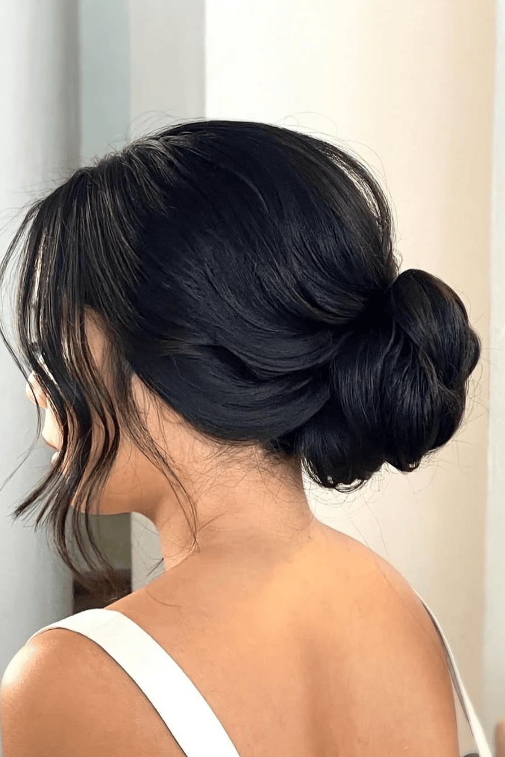 Black Soft Textured Low Bun Black Soft Textured Low Bun — Simple Casual Updo