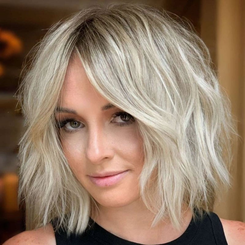 Ash Blonde Bob With Textured Choppy Layers — Simple Choppy Layers