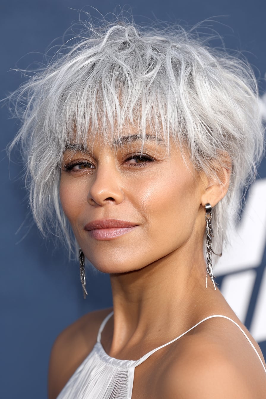 Silver Gray Choppy Pixie Cut — Simple Choppy Layers