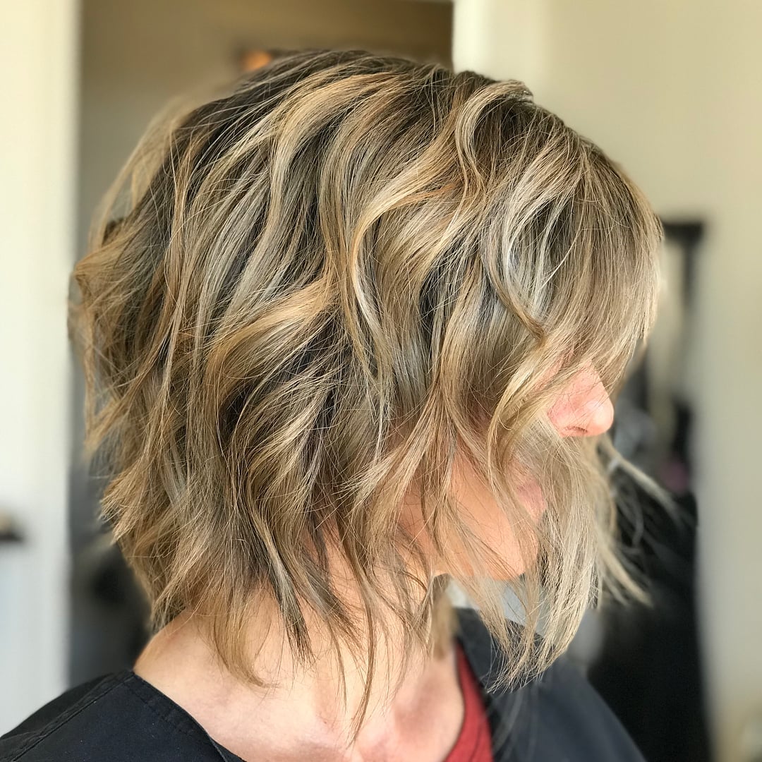 Dark Blonde Choppy Bob With Balayage — Simple Choppy Layers