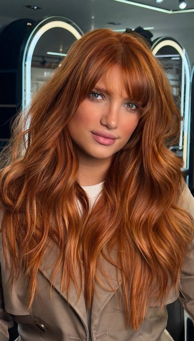 Mid-Back Length Hair With Curtain Bangs Mid-Back Length Hair With Curtain Bangs — Simple Cinnamon Hair
