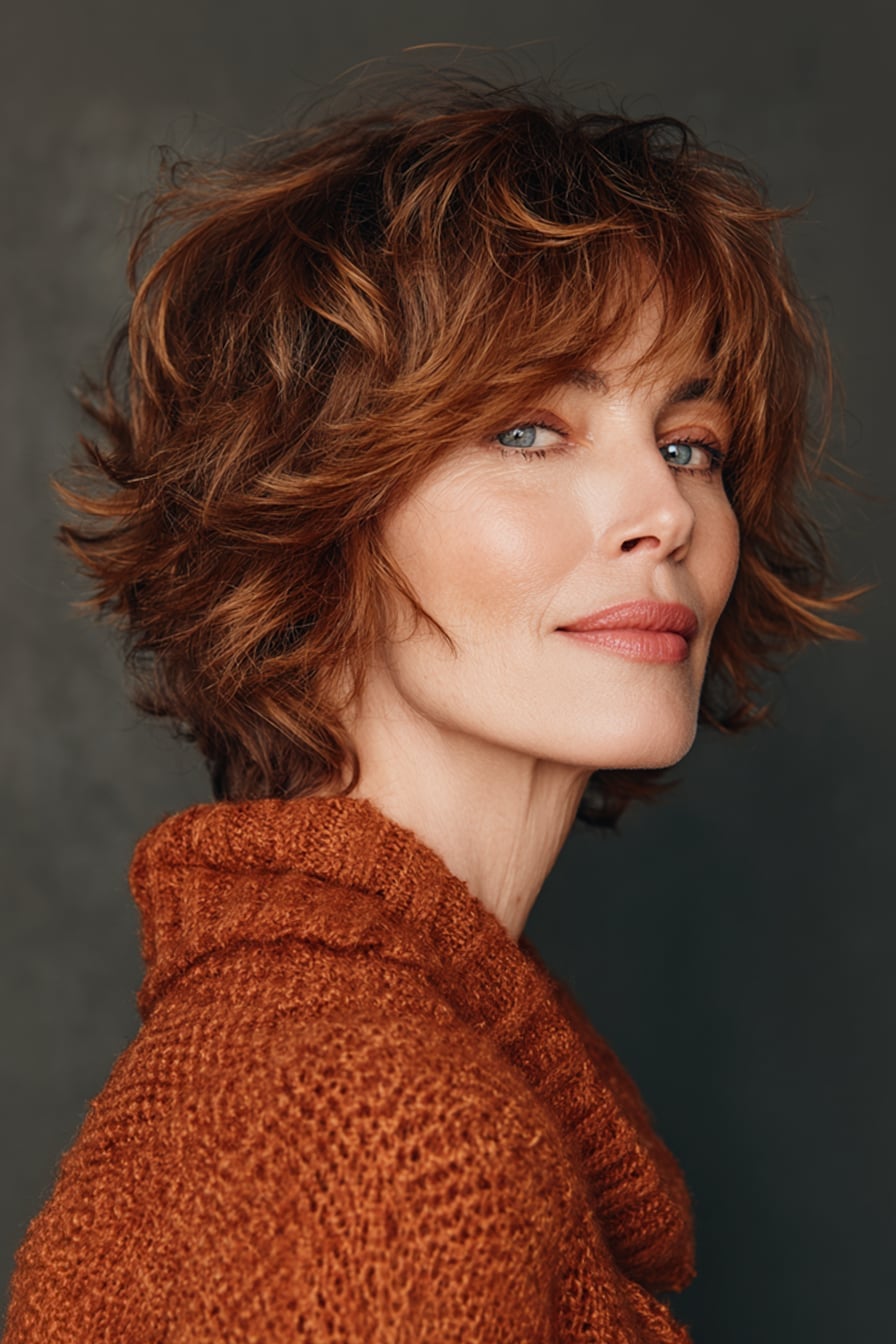Chin Length Shag With Choppy Bangs Chin Length Shag With Choppy Bangs — Simple Cinnamon Hair