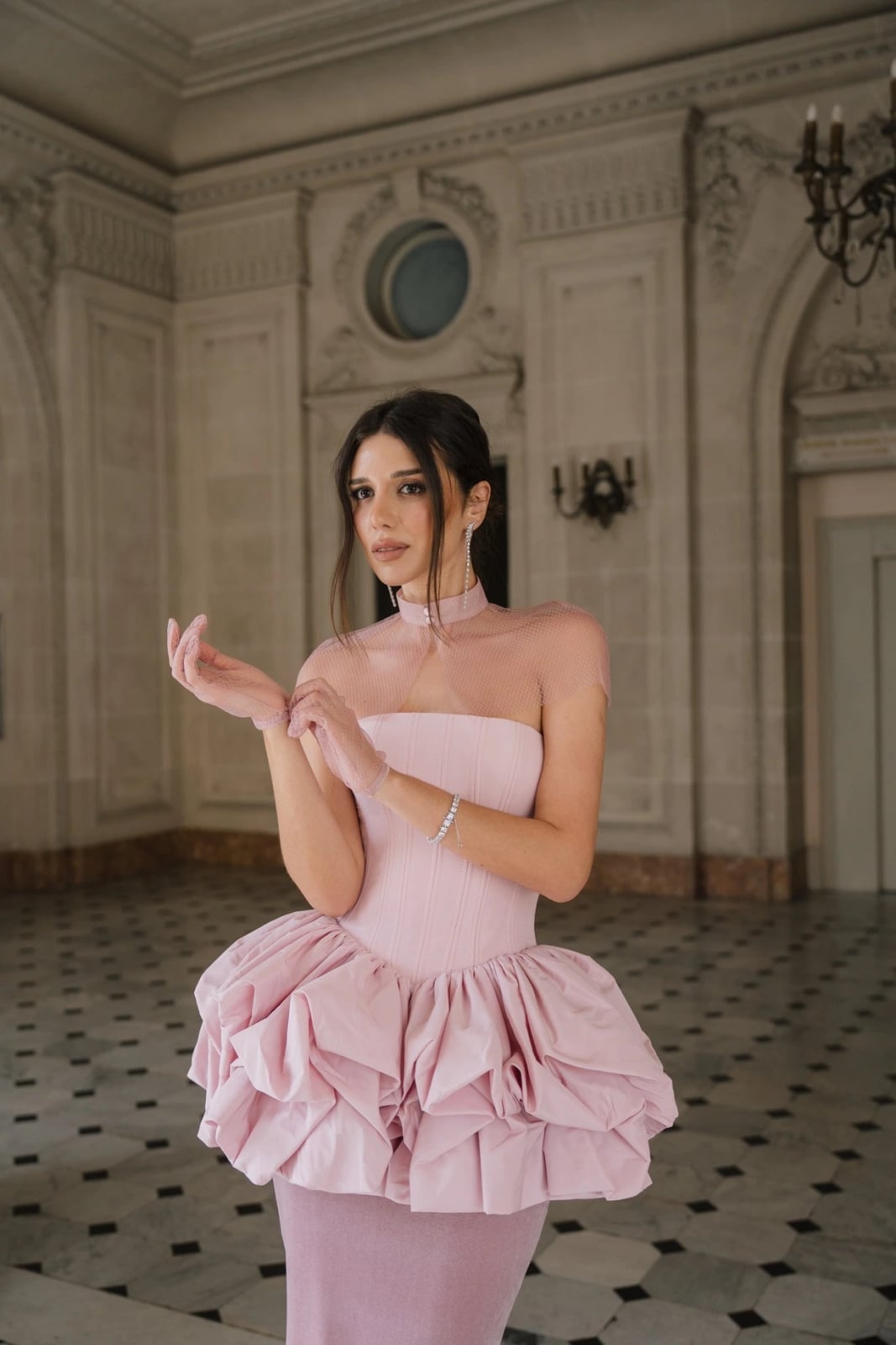 Pale pink strapless dress with voluminous ruffled skirt — Simple Cocktail Dresses Wedding