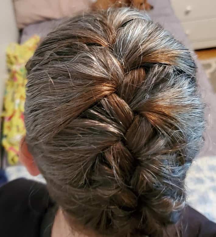 Gray And Brown Wavy Mid-Back Braid Gray And Brown Wavy Mid-Back Braid — Simple Color Braids
