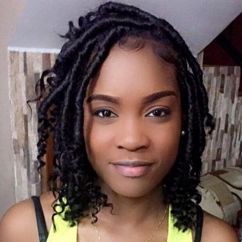 Collarbone Faux Locs with Curled Ends — Simple Color Locs