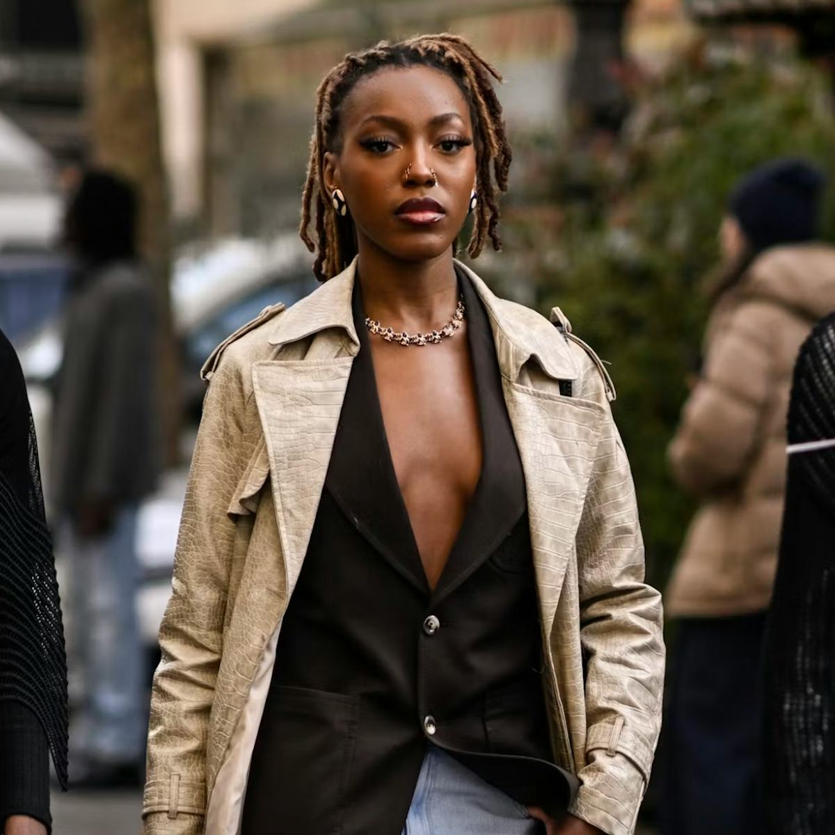 Shoulder Locs with Lighter Brown Highlights — Simple Color Locs