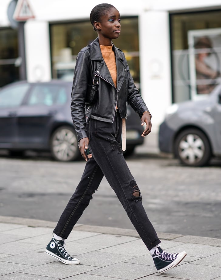 Biker Jacket Ripped Jeans and Converse Biker Jacket Ripped Jeans and Converse — Simple Converse Outfits Black
