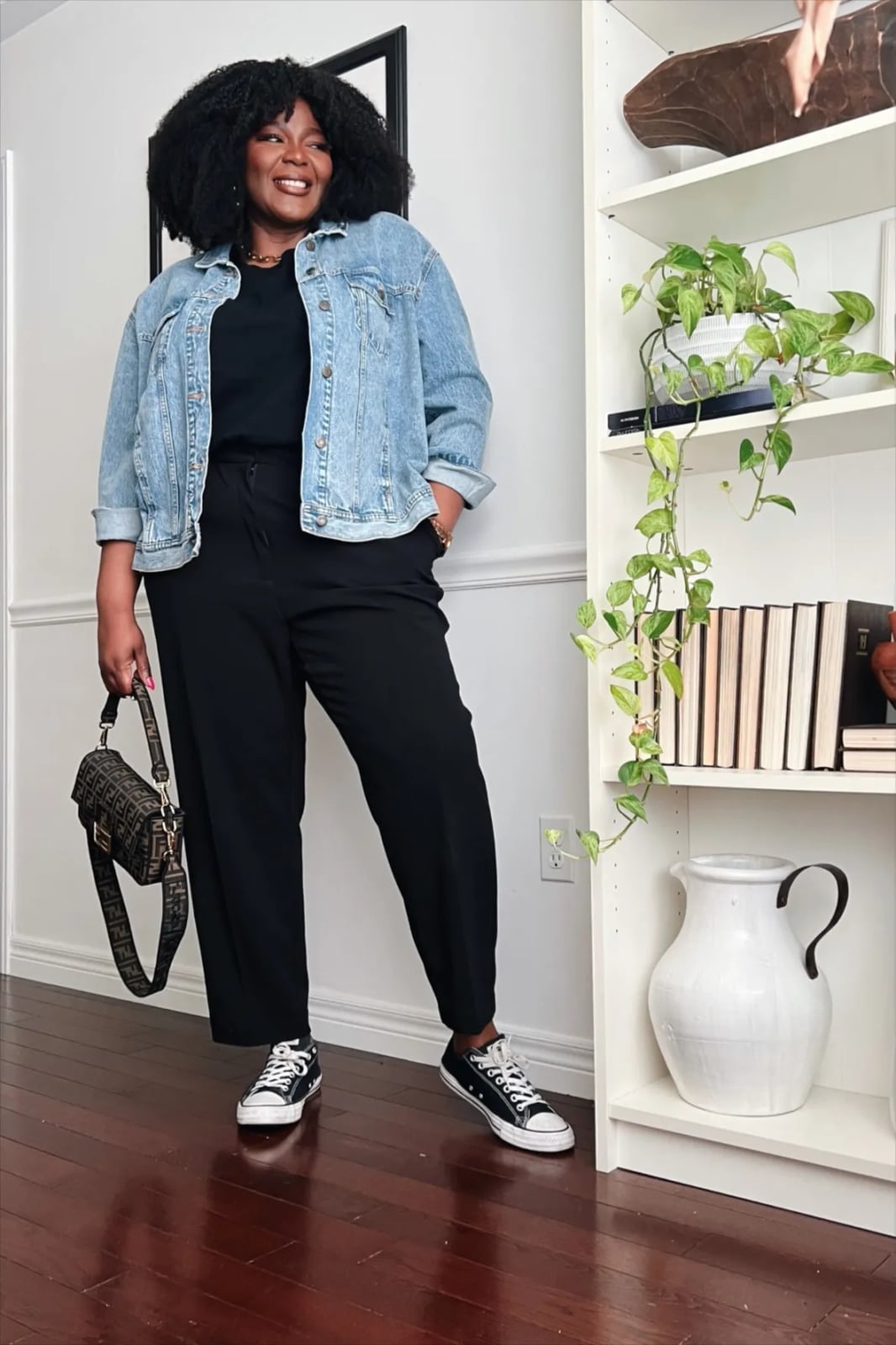Denim Jacket Black Trousers and Converse Denim Jacket Black Trousers and Converse — Simple Converse Outfits Black