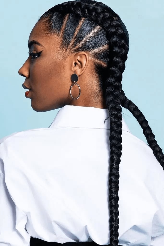 Two Large Braided Pigtails — Simple Cornrows Hairstyles