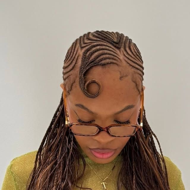Dark Brown Cornrows Geometric Pattern — Simple Cornrows Hairstyles