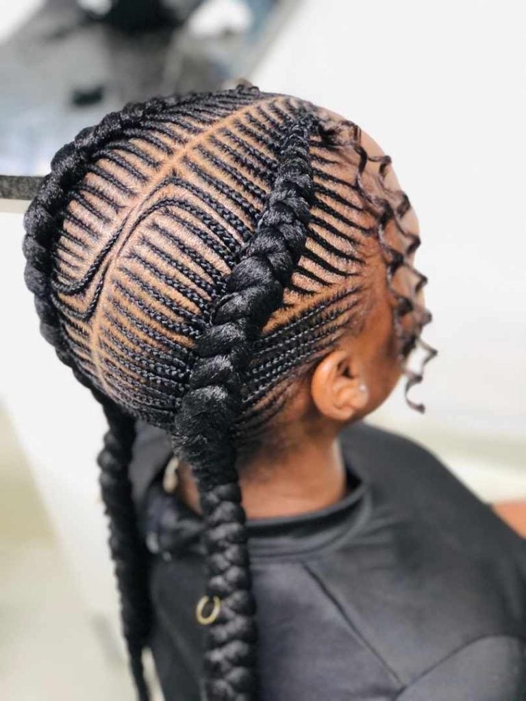 Two Large Cornrow Braids, Mid-Back — Simple Cornrows Hairstyles