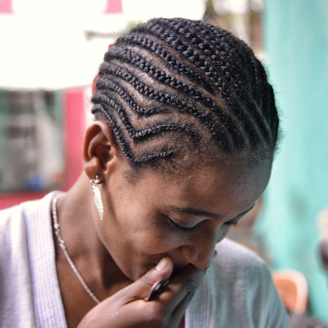 Thick Cornrows in Geometric Pattern — Simple Cornrows Hairstyles