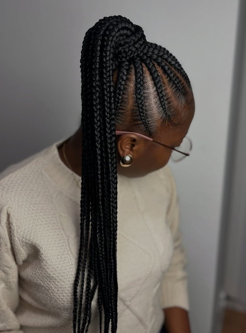Cornrows into a High Sleek Ponytail — Simple Cornrows Hairstyles