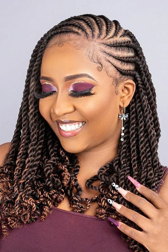 Cornrows into Two-Toned Twisted Braids — Simple Cornrows Hairstyles