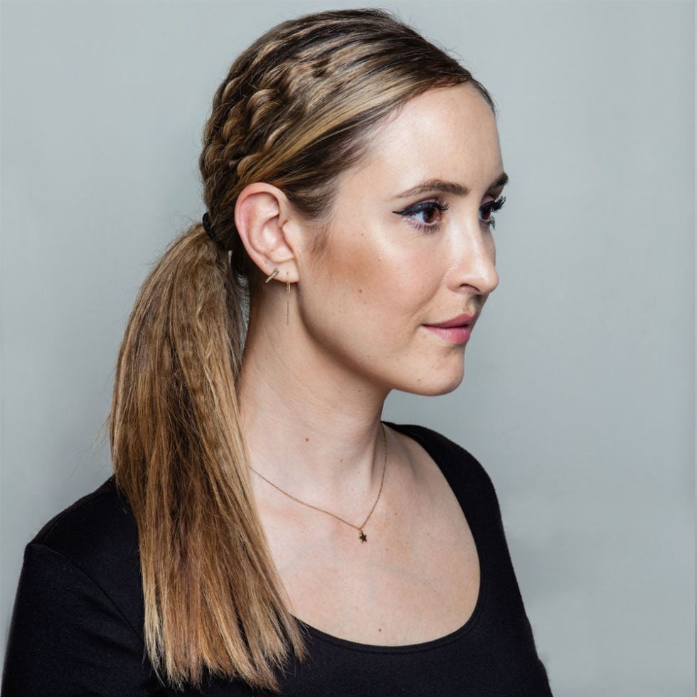 Blonde Mid-Back Ponytail With Braids, Straight — Simple Crimped Hairstyles