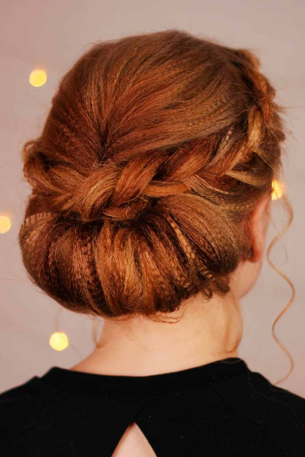 Reddish Brown Braided Updo With Crimp — Simple Crimped Hairstyles