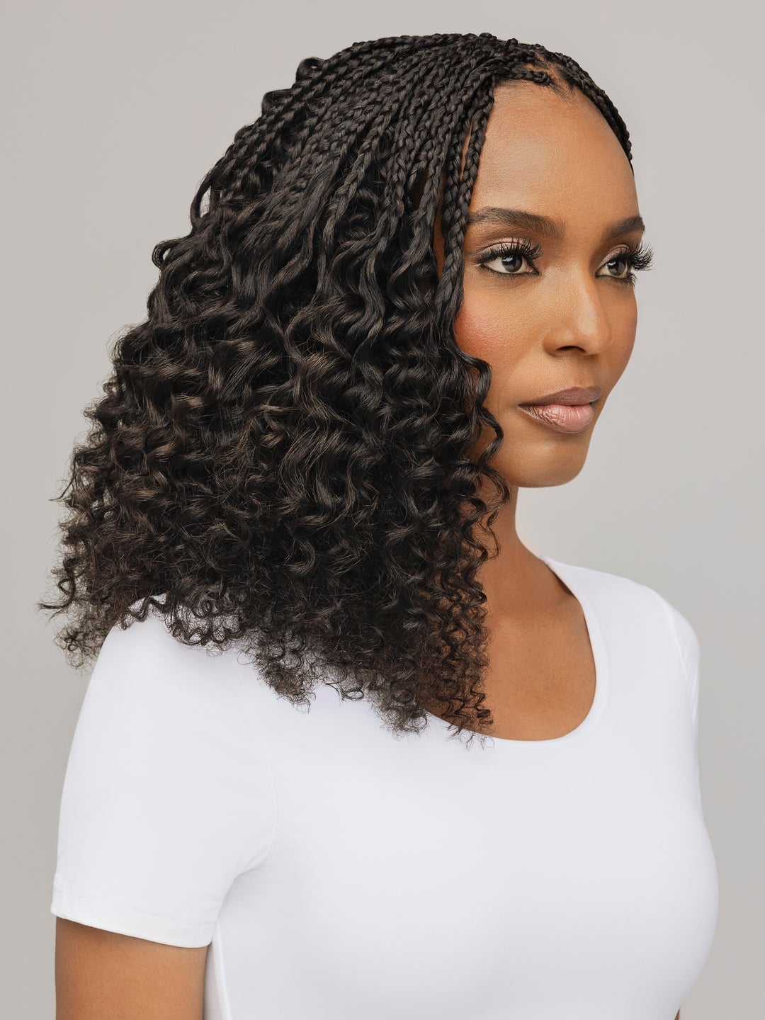 Shoulder-Length Box Braids With Loose Curls — Simple Curls Braids