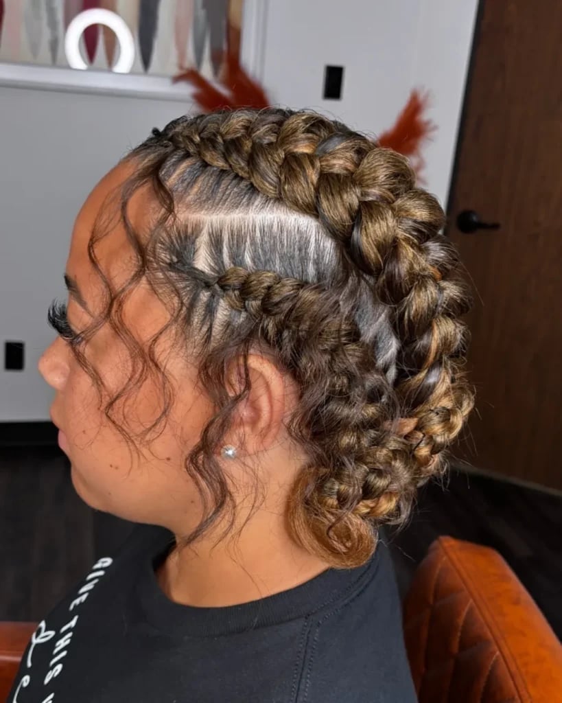Shoulder-Length Braids With Intricate Pattern — Simple Curls Braids