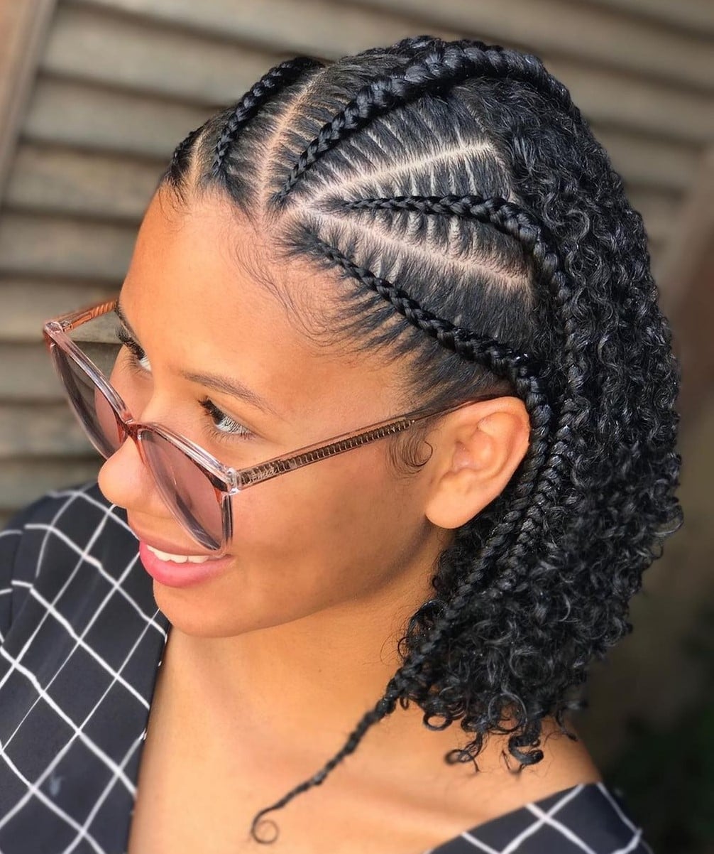 Geometric Braids With Collarbone Curls — Simple Curls Braids