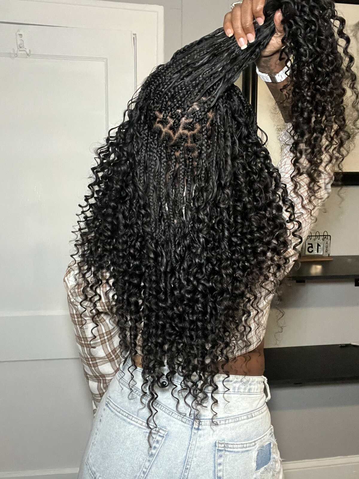 Black Knotless Braids With Heart Pattern — Simple Curls Braids