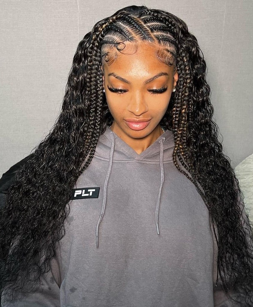Knotless Braids With Blonde Highlights And Curls — Simple Curls Braids