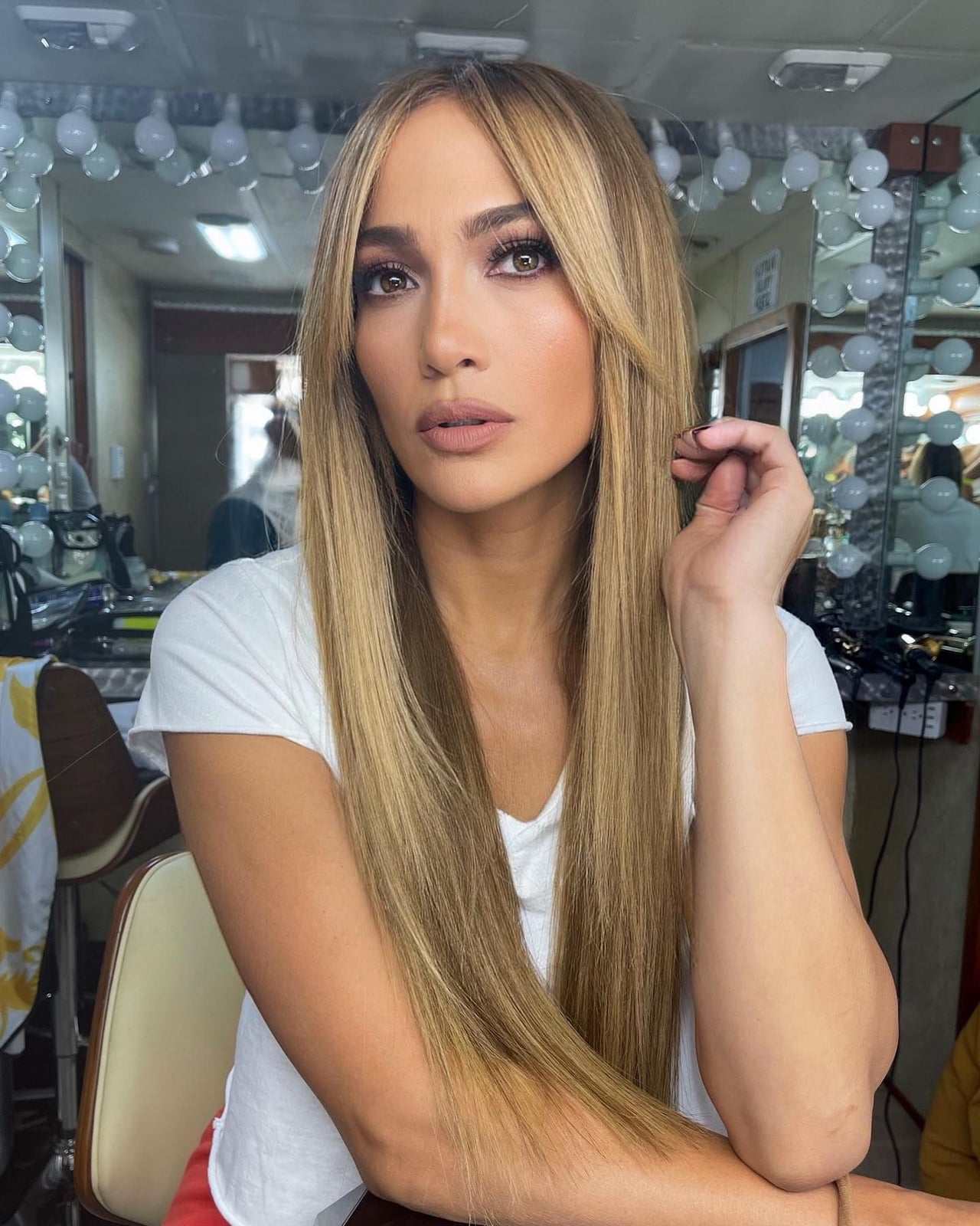 Ash Blonde Straight Hair With Long Curtain Bangs, Mid-Back — Simple Curtain Bangs Long Hair