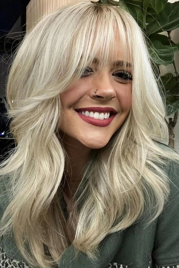 Long Layered Hair With Soft Curtain Bangs — Simple Curtain Bangs Long Hair