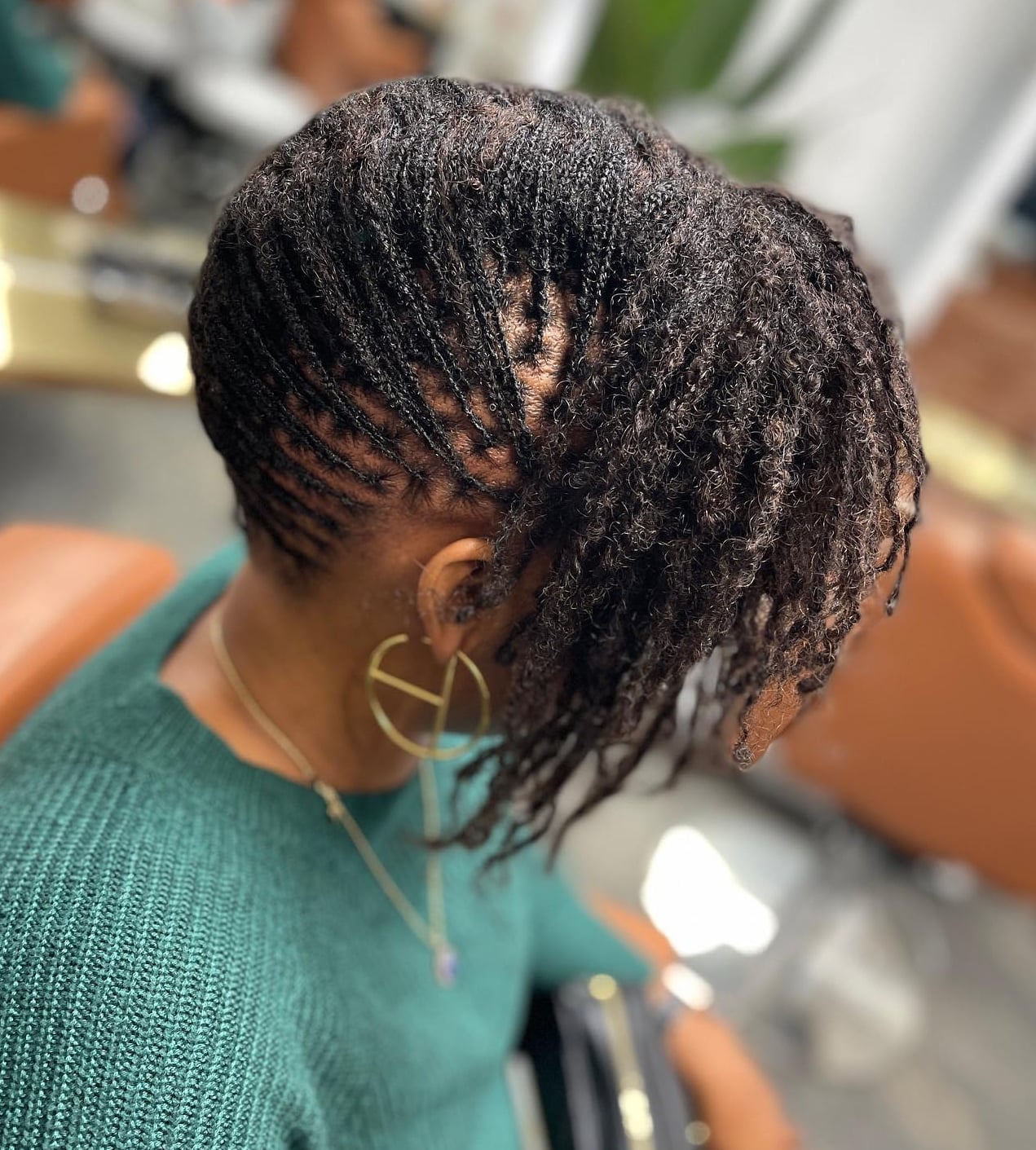 Collarbone Sisterlocks with Intricate Parting Collarbone Sisterlocks with Intricate Parting — Simple Down Locs